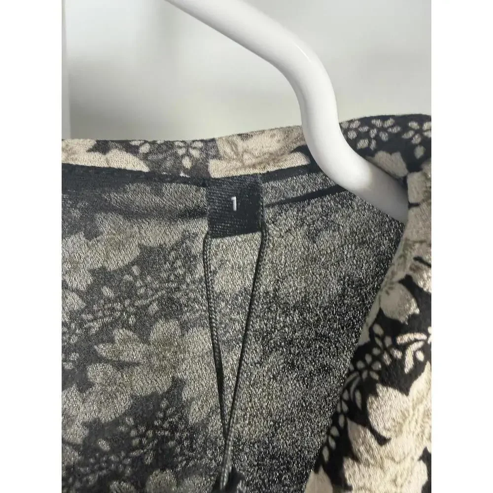 NWT The Kooples Jasmine Print Silk Wrap Dress Black Beige Floral Size 1 US XS-S - Picture 5 of 8